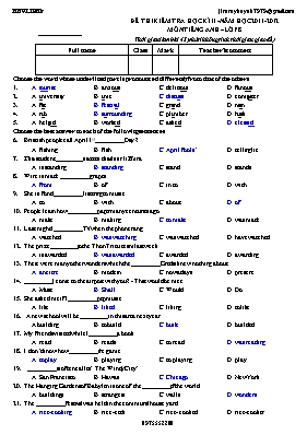 Đề kiểm tra học kỳ II môn Tiếng Anh Lớp 8 - Năm học 2011-2012 (Có đáp án)